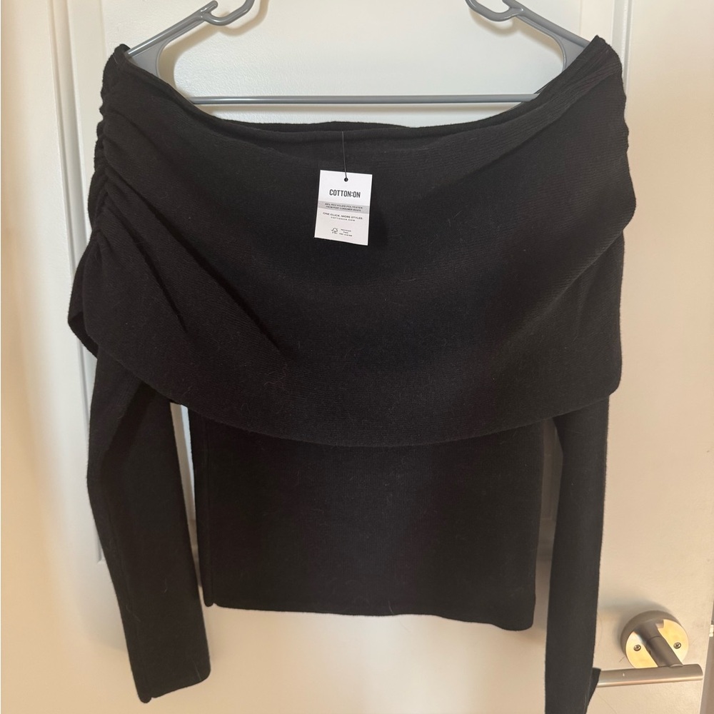 NWT Cotton On Off-Shoulder Black Sweater (Size M)